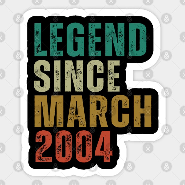 Legend Since March 2004 Awesome Retro Vintage Birthday Years Old Gift Sticker by yalp.play